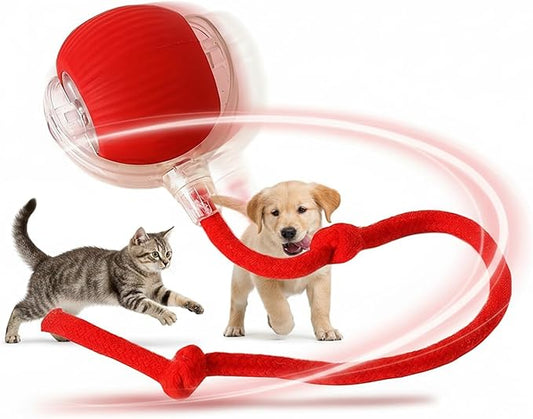 Interactive Cat Toys Ball for Cats - Upgrade Automatic Cat Toys for Indoor Cats, 3 Modes 2 Speed Moving Cat Ball (Red)