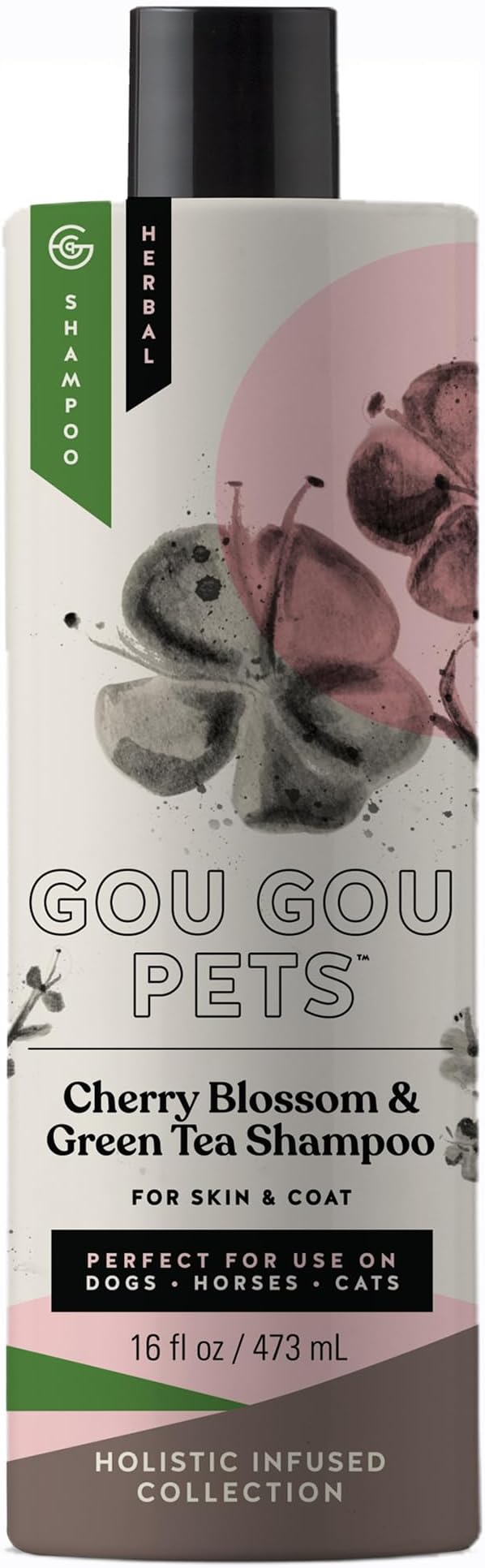 Holistic Natural Derived Cherry Blossom & Green Tea Pet Shampoo: Veterinarian Recommended - Remove Dirt and Condition Your Dog, Cat and Horse Coat - Made in USA - 16 oz