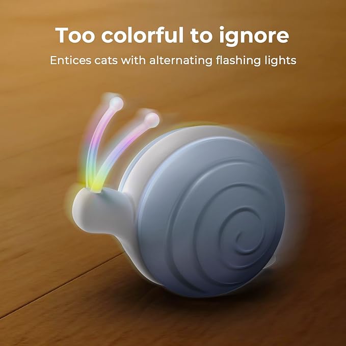 Cheerble Interactive Cat Toy for Indoor Cats, Wicked Snail Kitten Toys, Automatic Cat Toys with LED Lights, Rechargeable Moving Toys for Cats, Smart Stimulating Electric Pet Toy(Blue)
