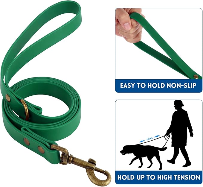 Wisedog Dog Collar and Leash Set, Waterproof Adjustable Puppy Collars with Cute Tag 4FT Dog Leash with Poop Bag for Small Medium Large Dogs (XS, Deep Green)