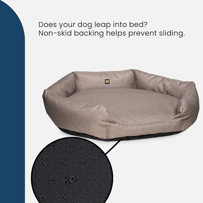 K9 Ballistics Tough Ripstop Oval Bolster Dog Bed, Calming Round Den Shape, Scratch Resistant, Machine Washable - Small, Black Ripstop