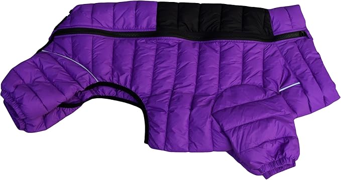 Purple Dog Warm Jacket, Zippered Adjustable Outdoor Snow Jacket - Waterproof, Windproof, Reflective - Small to XXXXL