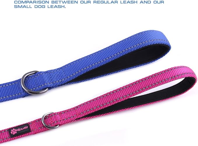 Max and Neo Small Dog Leash - Reflective Nylon, Donates to Dog Rescue (Pink, 4x5/8)