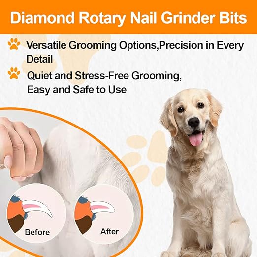 Diamond Rotary Pet Nail Grinder Bits Dog Nail Grinder Replacement Head -5PCS 1/8" Replacement Grinder Wheel for Animals Nail Care(E)
