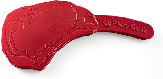 Ultra Premium Durable Nylon Steak Chew Toy for Dogs | for Aggressive Chewers | Made in USA (Tomahawk Ribeye) Red