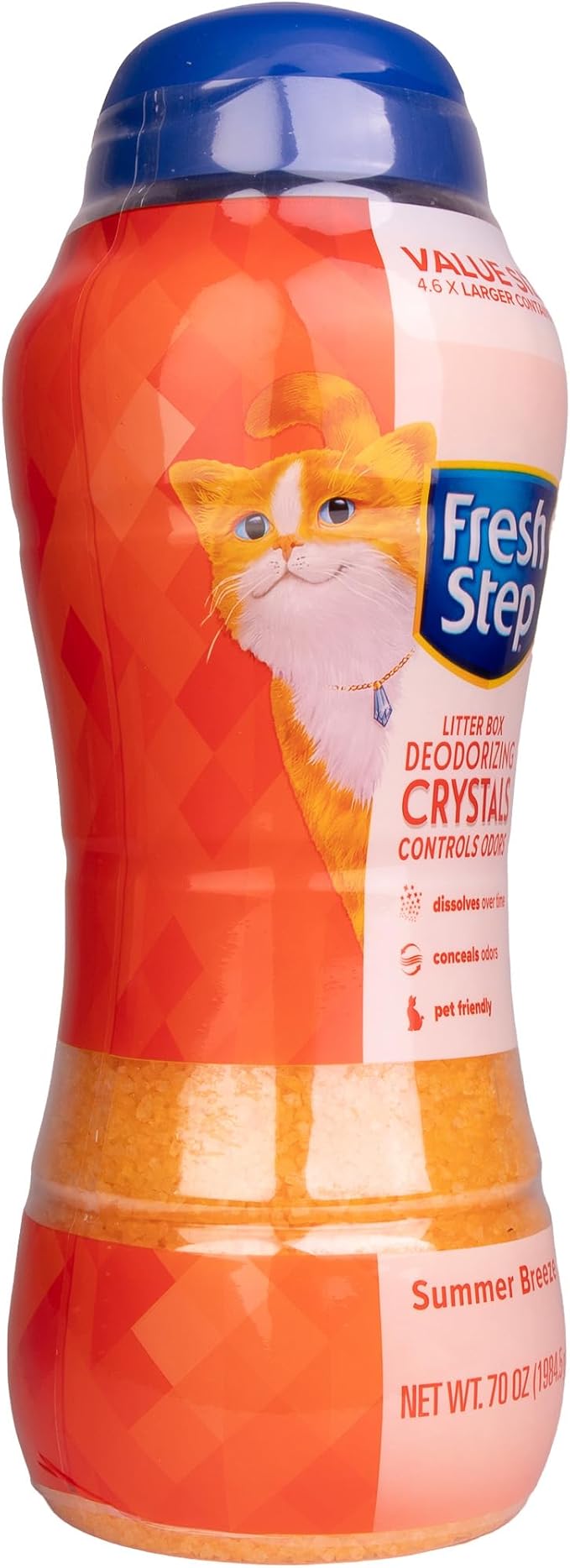 Fresh Step Cat Litter Crystals in Tropical Summer Breeze Scent - Cat Litter Box Deodorizer - Combats Odors and Neutralizes Smells to Keep Your Home Clean, Value Size, 70 Ounce