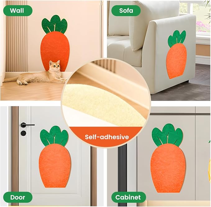 Carrot Cat Scratching Post and Wall Mounted Scratching Mat, Cute Tall Scratching Post,Indoor Nature Sisal Cat Scratcher for Cats and Kittens