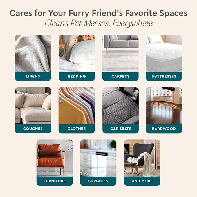 Puracy Pet Stain and Odor Remover - Enzyme Cleaner for Dog Urine and Poop Carpet - Cat Pee Enzyme Cleaner for Cat Urine - Cucumber & Mint, 48oz