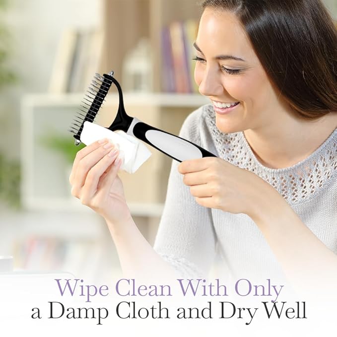 Fuller Brush Pet Dematting Comb – Stainless Steel Blades Remove Tangles, Knots & Mats – Safe for Dogs & Cats with Sensitive Skin – Comfortable Grip, Easy Grooming Tool