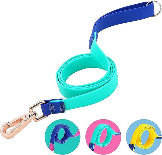 Jelly Colorful Dog Leash, Waterproof Training Leash for Walking, Hiking & Outdoor Activities, Non-Slip Grip, Anti-Odor Nylon Lead with Alloy O-Ring, Heavy Duty - M150, 5FT - Turquoise & Blue, M