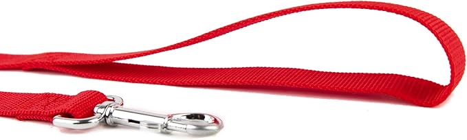 Nylon Dog Training Leash, Traction Rope, 4Ft /5 Foot /6 Feet Long, 5/8 inch 3/4 Inch 1 Inch Wide, for Small and Medium Dogs (1'' x 12 FT, Red)