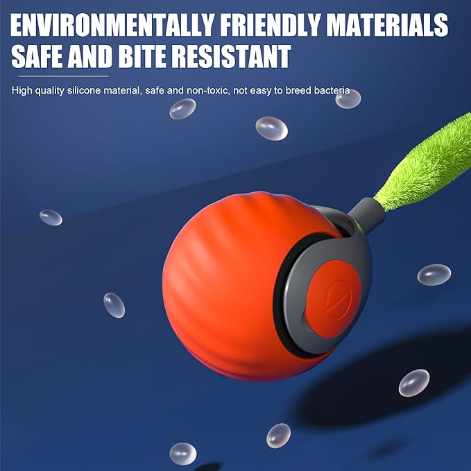 Interactive Cat Toys for Indoor Cats, 2Packs and 4 Tails Automatic Moving Cat Toys Ball,Cat Toy,Two Speed Tails Adjustment (Orange + Blue)