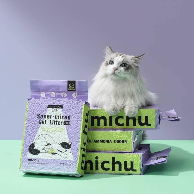 Michu Tofu Cat Litter Natural Clumping Tofu Cat Litter 5.5lb/88oz 5 Scents (Greentea + Mixed, 2 Pack)