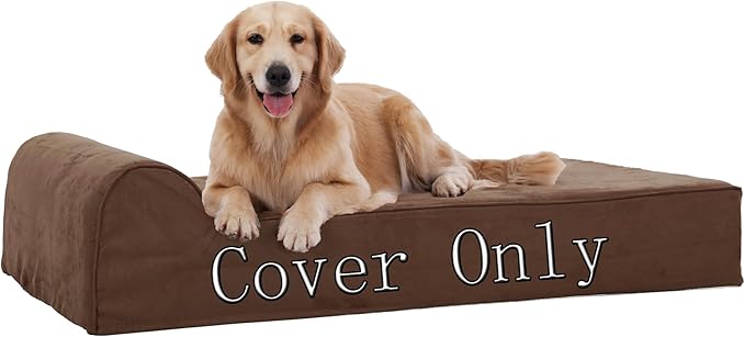 Large Dog Bed Cover - Large Replacement Case for Memory Foam Pet Bed, Dog Bed Liner with Zipper, L Size, Chocolate, Covers Only