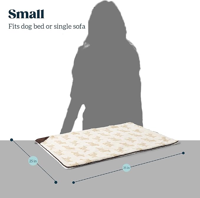 Embossed Sherpa Dog Blankets for Small Dogs - Waterproof Cat Blankets for Indoor Cats - Heavy Duty Couch Cover Protector - Soft Reversible Throw Furniture Protection - Small, Cream