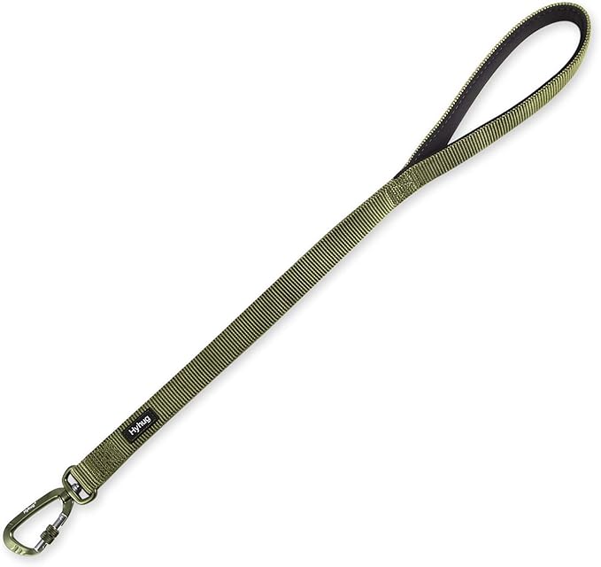 Hyhug Pets 24 Inches Sturdy Short Leash with Comfortable Handle and Lightweight Aviation Aluminium Clip Lead- for Daily Use Walking and Training. (24 Inches, Military Green)