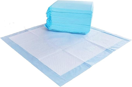 Amazon Basics Scented Dog and Puppy Pee Pads, 5-Layer Leak-Proof Super Absorbent, Quick-Dry Surface, Potty Training, Regular (22x22"), 50 Count, Blue & White