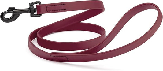 Dogline Biothane Waterproof Dog Leash Strong Coated Nylon Webbing with Black Hardware Odor-Proof Easy to Clean High Performance for Small or Large Dogs Made in USA 4 or 6 ft Lead, Merlot Burgundy