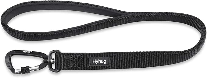 Hyhug Short Dog Leash Heavy Duty Nylon with Comfortable Padded Handle, Durable Training Pet Leashes for Small Medium Large Dogs(24 Inches, Black)