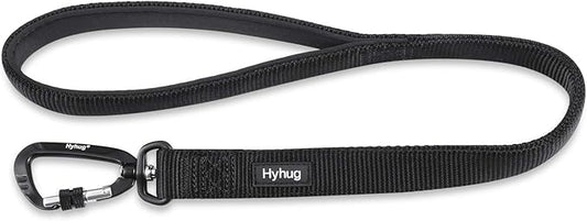 Hyhug Short Dog Leash Heavy Duty Nylon with Comfortable Padded Handle, Durable Training Pet Leashes for Small Medium Large Dogs(24 Inches, Black)