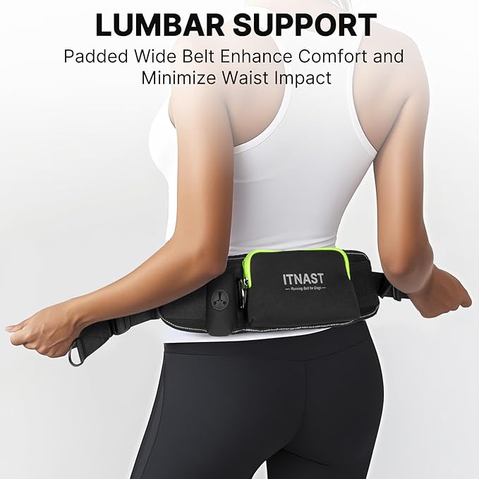 Hands Free Dog Leash for 2 Dogs, Waist Support Padded Bungee Dog Running Leash with Reflective Stitching for Walks, Jogging, Running, Hiking, and Dog Training