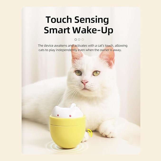 Automatic Cat Laser Toy with Double Laser & One-Tap Button-Self-Rotating Interactive Toys for Indoor Cats, Rechargeable Laser Cat Chaser