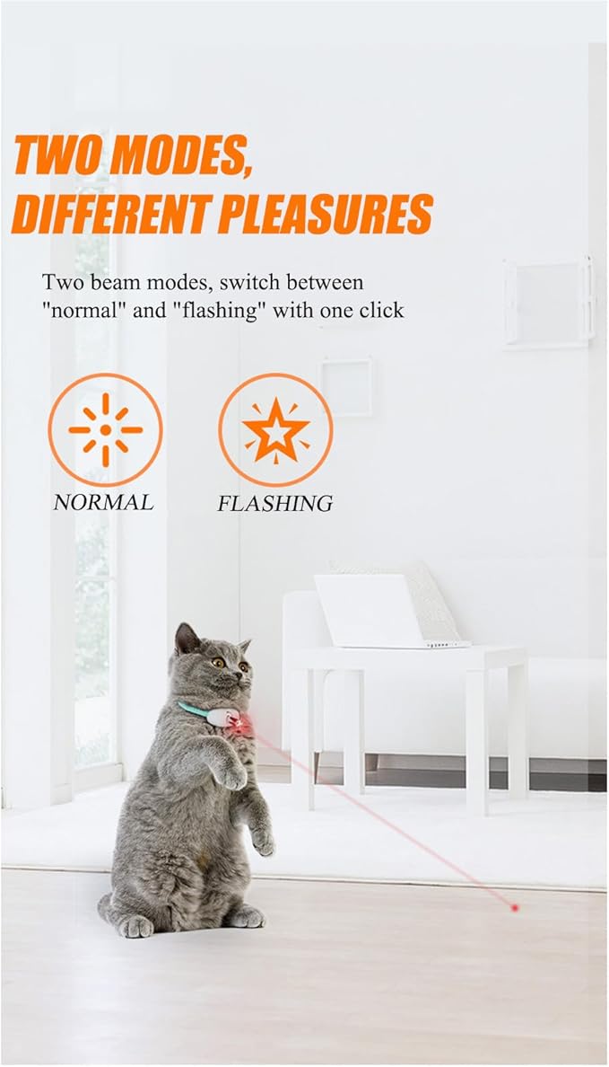 Automatic Cat Laser Toy with Light - Wearable Laser Collar for Kittens, USB Rechargeable Cat Laser Pointer Toy, Interactive Pet Exercise Toy with Hands-Free Operation (Pink)