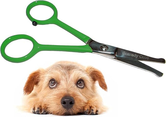Tiny Trim 4.5" Ball-Tipped Scissor for Dog, Cat and all Pet Grooming - Ear, Nose, Face & Paw - Scaredy Cut's small Safety Scissor