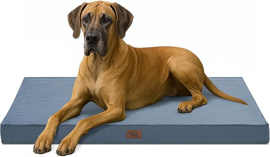 Outdoor Extra Large Dog Bed, Jumbo Waterproof Dog Bed for Large Dogs, Orthopedic Egg Crate Foam Pet Mat with Removable Oxford Cooling Cover, Blue