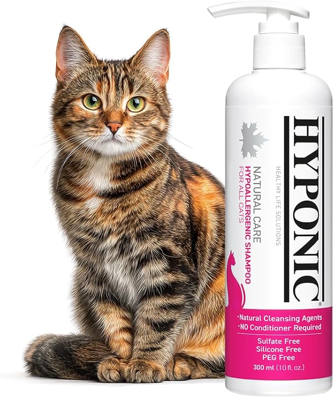HYPONIC Hypoallergenic Premium Shampoo for All Cats (Scented, 10.14 oz) - Cat Shampoo for Dry Skin, Dandruff, Allergy