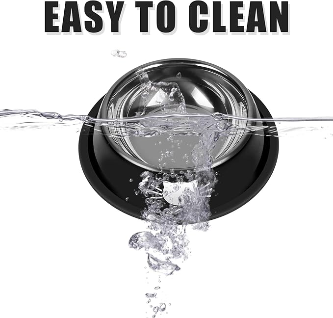 2 Pcs Non-Slip Stainless Steel Small Cat Food Bowls - Unbreakable, Thicken 7 Oz Cat Dishes - Indoor, Removable Rubber Base, Easily Clean, Lovely Color