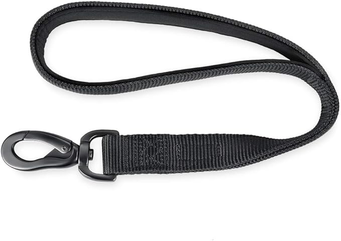 Hyhug Premium Heavy Duty Nylon 18 Inch Short Leash with Soft Cushioned Padded Handle for Giant Large Medium Boy and Girl Dogs - Daily Use Walking, Professional Training. (18 Inches, Black)