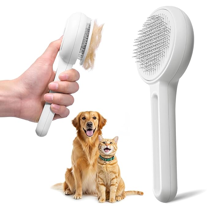 Cat Dog Brush For Shedding,Skin Friendly Self Cleaning Shedding Grooming Brush,Deshedding and Hair Removal for Long and Short Haired Pets,Massage Removes Loose Fur