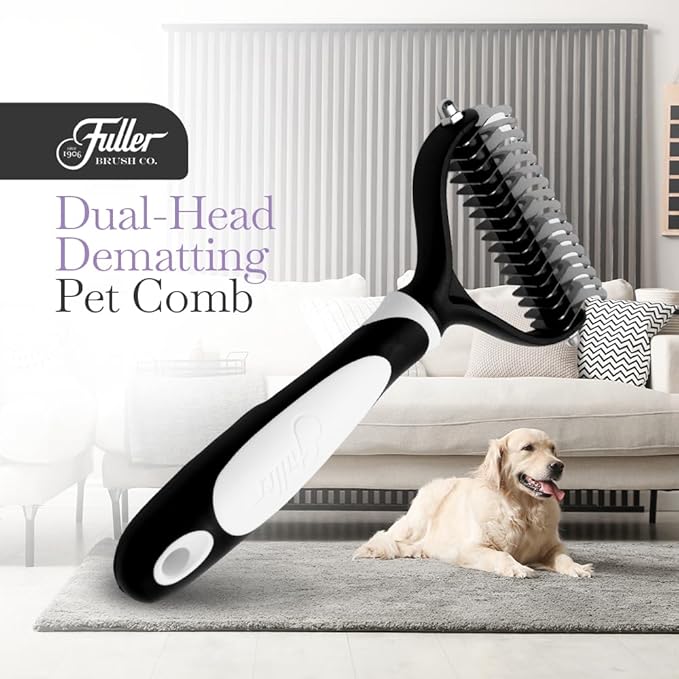 Fuller Brush Pet Dematting Comb – Stainless Steel Blades Remove Tangles, Knots & Mats – Safe for Dogs & Cats with Sensitive Skin – Comfortable Grip, Easy Grooming Tool
