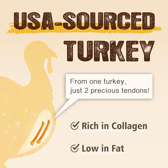 Gootoe Soft Turkey Tendon Stirip with Pumpkin 3oz, Chewy Snack, USA-Sourced Turkey Tendon, Premium Training Chews, Hypoallergenic, Reseal Value Bags, Ideal for Small & Senior Dogs