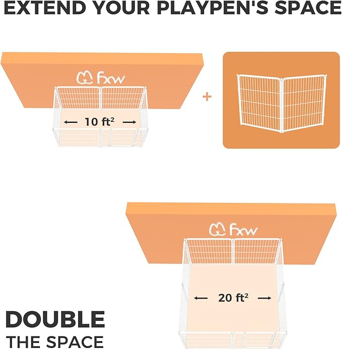 FXW Homeplus Unleashed Indoor Dog Playpen - Stress-Free and Safe Play, Heavy Duty 32 Inch 2 Panels Dog Pen for Puppy and Small Dogs, White│Patented