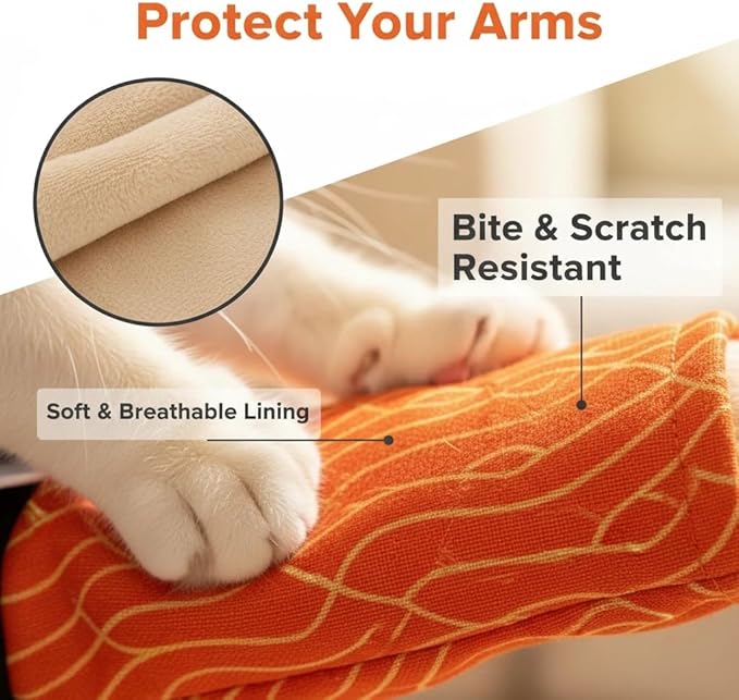 Karate Kitty Puppet, Cat Wrestling Glove with Protective Forearm Sleeve, Cat Wrestling Puppet Hand Biting with Tough Padding, Cats Wrestling Glove Interactive Puppets Toy for Safe Play