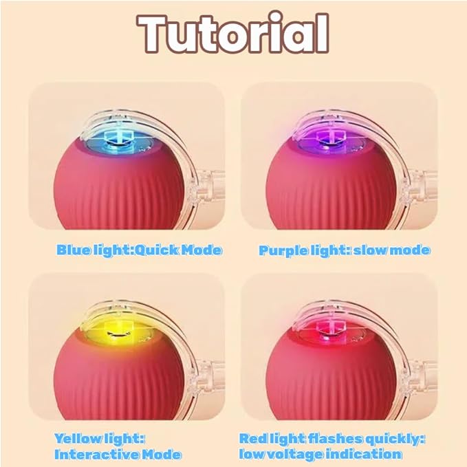 Interactive Cat Ball Toy, Motion Activated Rolling Ball with LED Light, Automatic Moving Pet Entertainment Equipment, Spherical Shape, 2x2x2 Inches