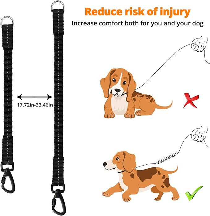 Long Dog Leash 10 FT: Heavy Duty Rope Leashes for Dogs Training with Swivel Lockable Hook Reflective Threads Bungee and Padded Handle - Dog Lead for Large Small Medium Dogs Outside Walking Hiking