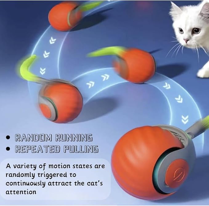 Speediest Tail 2.0 Cat Toy,Interactive CatToy,CatToys for Indoor Cats,Chewie Viral Cat Ball,Adjustable Sports Rolling Toy,Electric Rolling Ball Christmas Birthday Gift for Pets