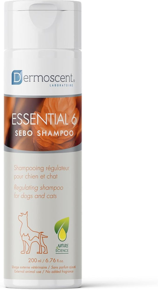 Essential 6 Sebo Shampoo for Dogs, Cats & Pets | 100% Natural, Soap-Free Formula, Reduces Odours, Controls Dandruff, and Enhances Coat Shine, Gentle on Oily Skin