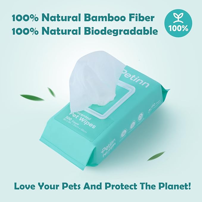 Dog Wipes for Paws Ears Eyes Cleaning, Pet Wipes Unscented Grooming Wipes with Bamboo Fiber for Dogs and Cats, Puppy Kitten Bath Wipe, Hypoallergenic, Lick Safe 400 Count (8"x8")