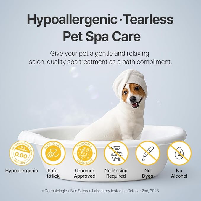 PetO’Cera Hot Spring Bath for Dogs, Alps Onsen Water, Soothes Dry, Itchy, Inflamed Skin, Conditions Coat, Anti-Lick Paw Soak, Hypoallergenic, Tear-Free, No-Rinse Dog Spa, 1.05oz, Dog Grooming, 3.15 oz