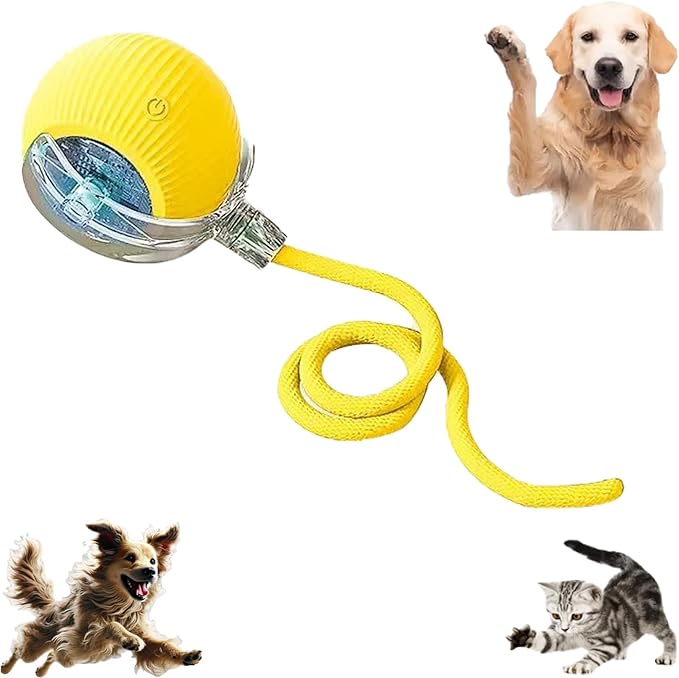 2025 New Electric Dog Ball Toy,360° Smart Automatic Interactive Rolling Dog Ball, Smart Pet Toy Ball,Interactive Toys,Gift for Kids（Yellow
