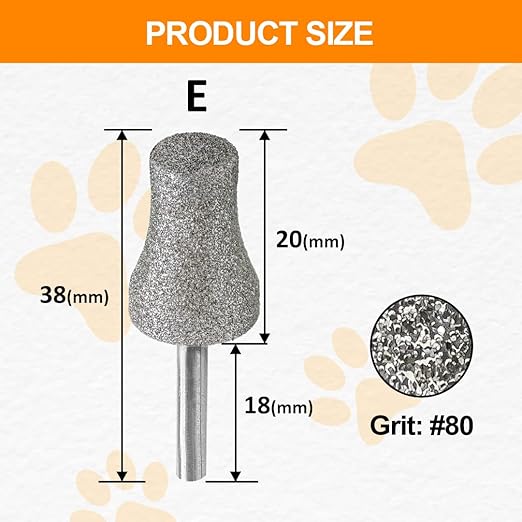 Diamond Rotary Pet Nail Grinder Bits Dog Nail Grinder Replacement Head -5PCS 1/8" Replacement Grinder Wheel for Animals Nail Care(E)