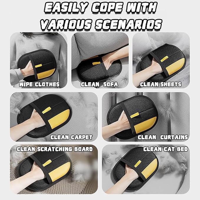 (5PCS) Pet Hair Removal Glove for Dogs & Cats, Newly Upgraded Reusable Electrostatic Pet Hair Gloves, Pet Hair Remover Tool for Clothing, Couch, Carpet, Car Seat