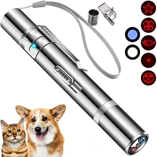 Laser Pointer, Cat Toys, Cat Laser Toy Pointer with 5 Adjustable Patterns, Dog Laser Toy, USB Recharge Laser, Long Range and 3 Modes Training Chaser Interactive Toy
