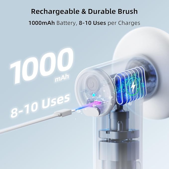 uahpet Automatic Foaming Pet Brush, Rechargeable & IPX7 Waterproof Dog Scrubber with Soft Silicone, One-Button Deep Cleaning Dog Bath Brush for Short and Long Haired Pet