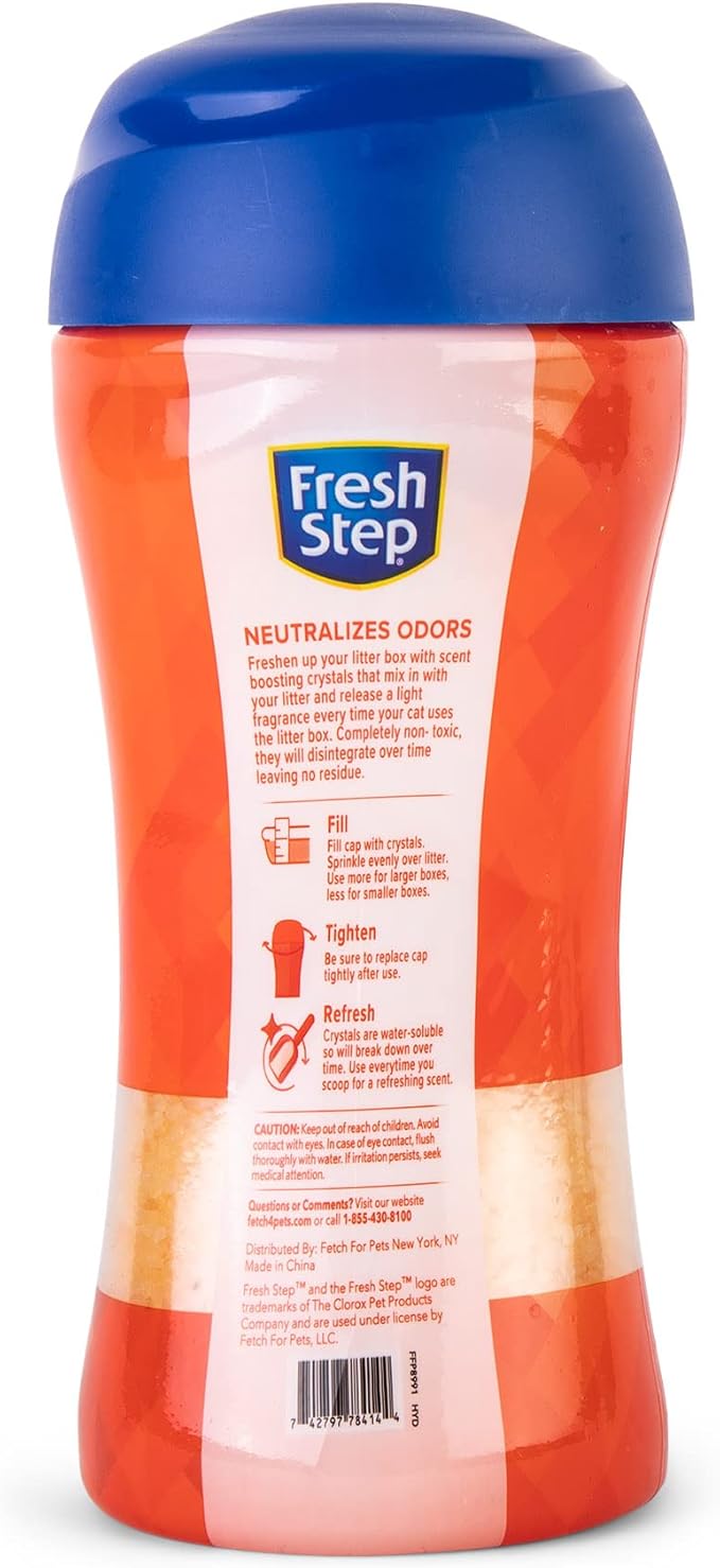 Fresh Step Cat Litter Crystals in Tropical Summer Breeze Scent - Cat Litter Box Deodorizer - Combats Odors and Neutralizes Smells to Keep Your Home Clean, 15 Ounce