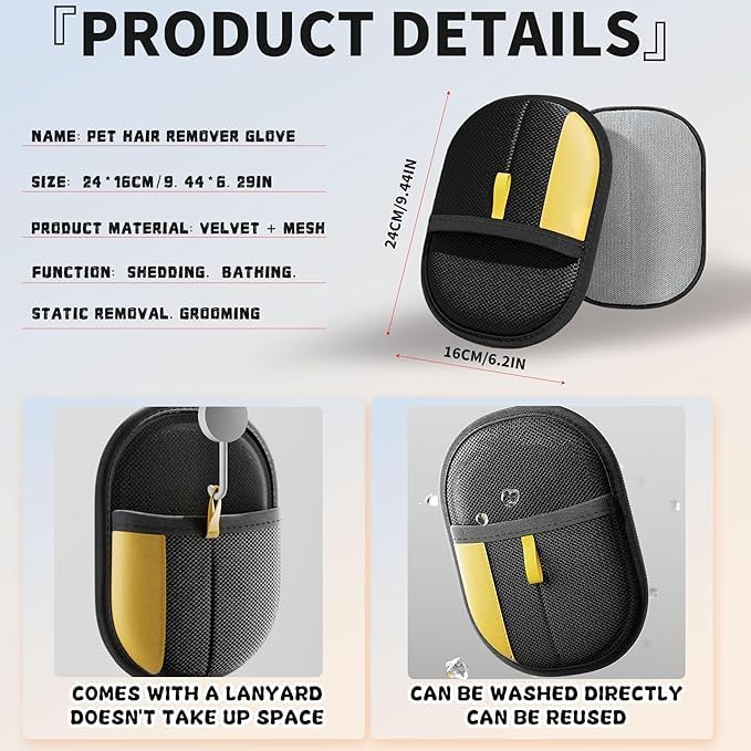 (5PCS) Pet Hair Removal Glove for Dogs & Cats, Newly Upgraded Reusable Electrostatic Pet Hair Gloves, Pet Hair Remover Tool for Clothing, Couch, Carpet, Car Seat